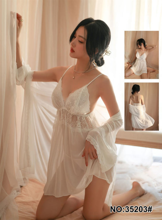 Secret Blush 2 Pieces Silk Net Nighty