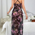 Midnight Bloom 2-Piece Floral Mesh Lingerie Set