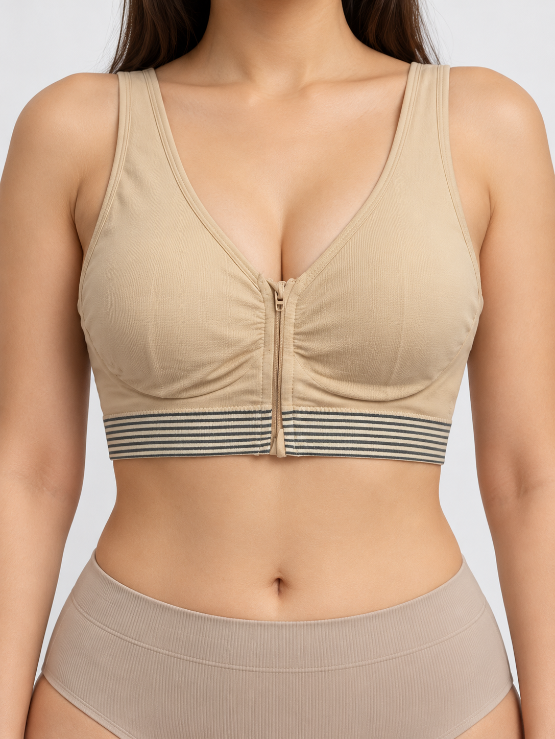 Front Zipper Cotton Comfort Sports Bra