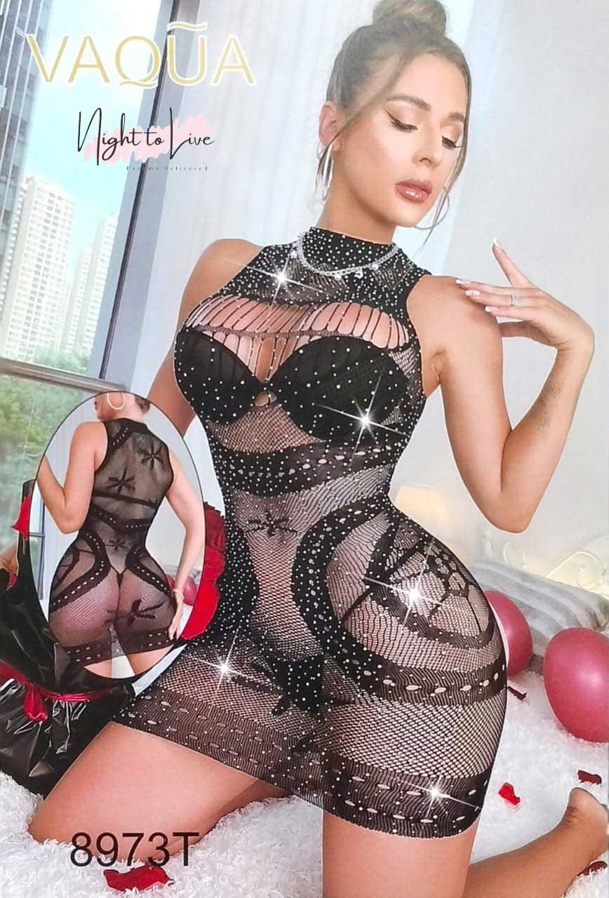 Shiny Stones Net Stocking Nighty