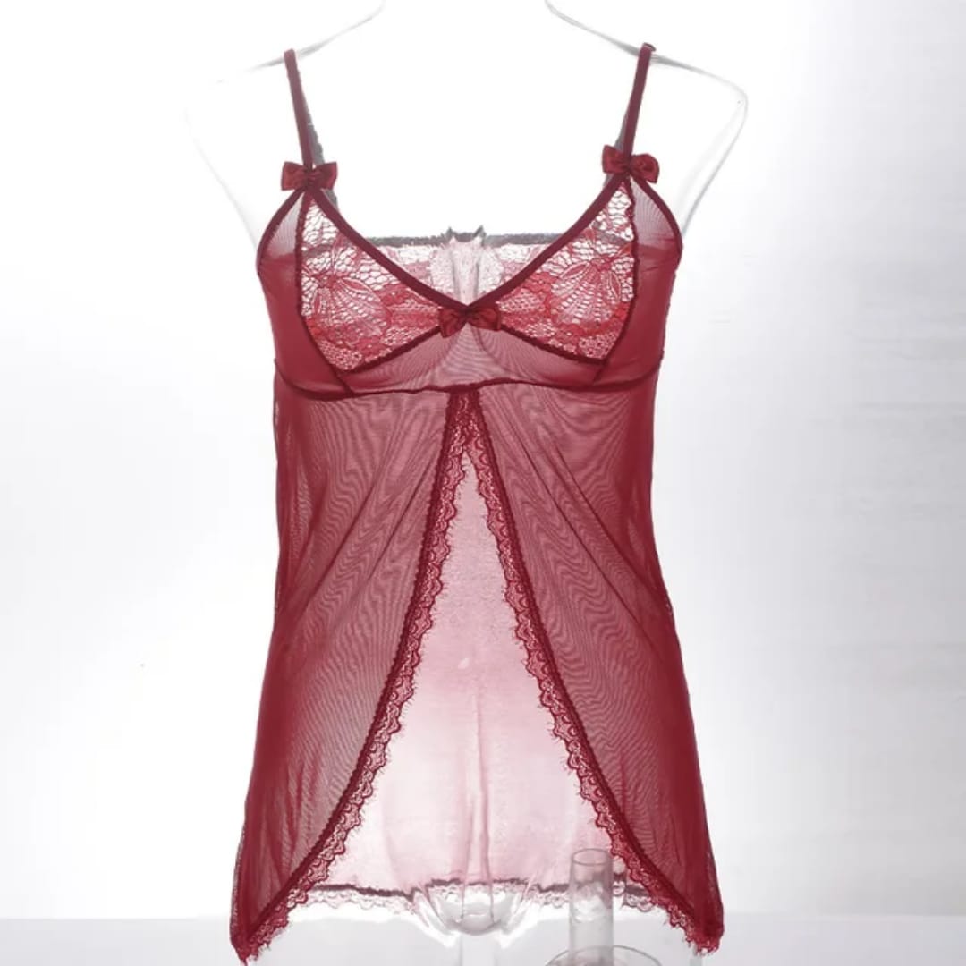 Secret Blush Bridal Two Piece Lace Mesh Nighty