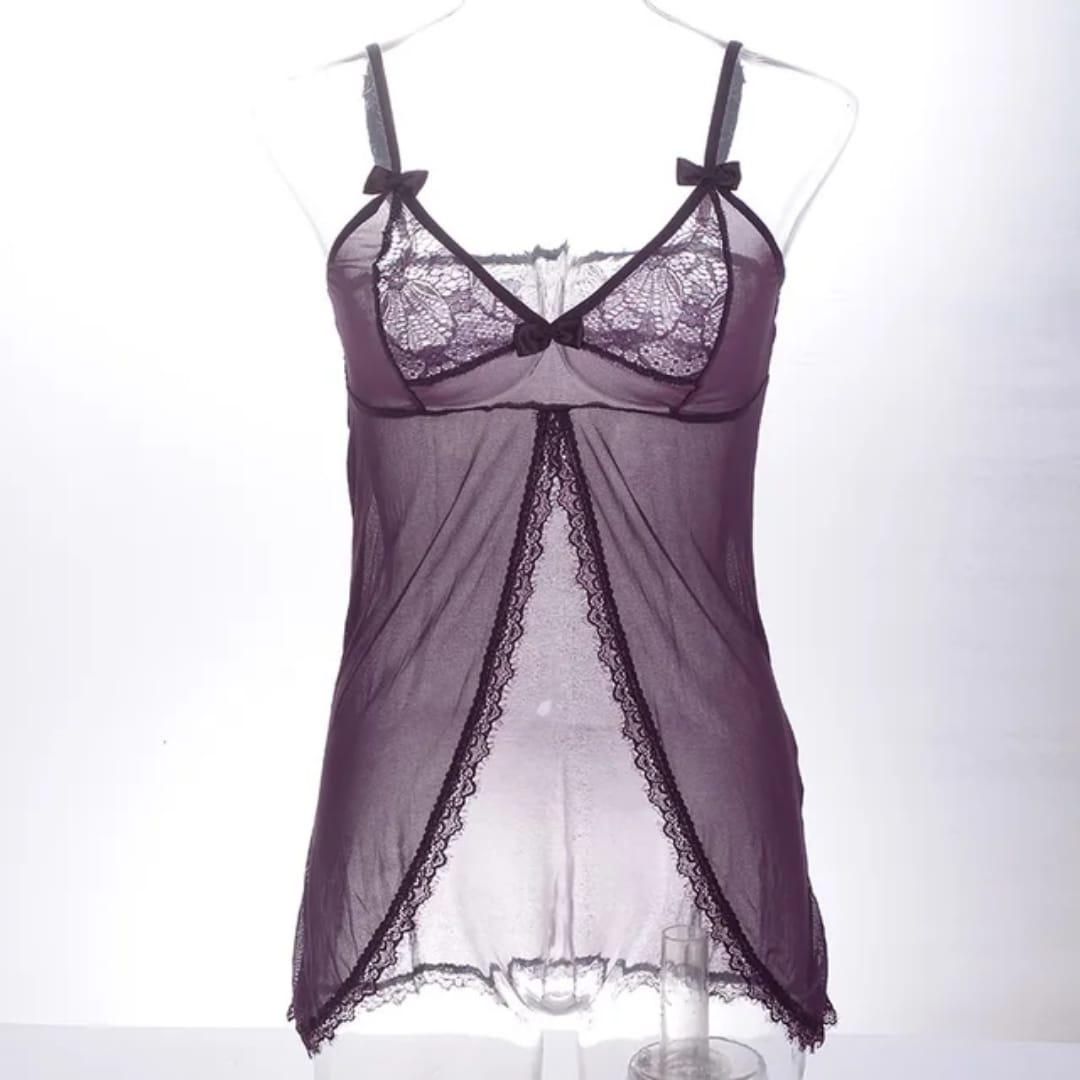 Secret Blush Bridal Two Piece Lace Mesh Nighty