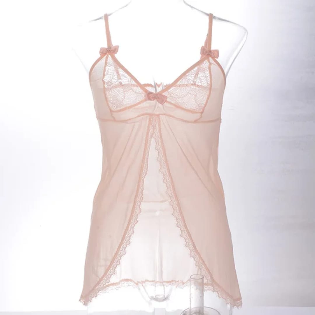 Secret Blush Bridal Two Piece Lace Mesh Nighty