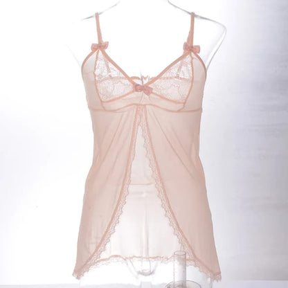 Secret Blush Bridal Two Piece Lace Mesh Nighty