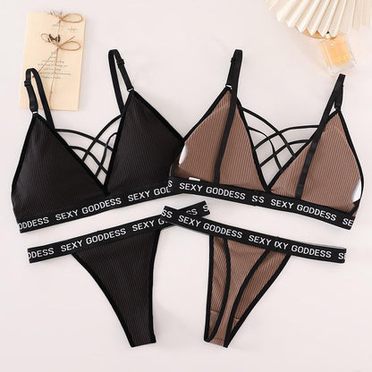 Secret Blush Cotton Bralette With T Panty