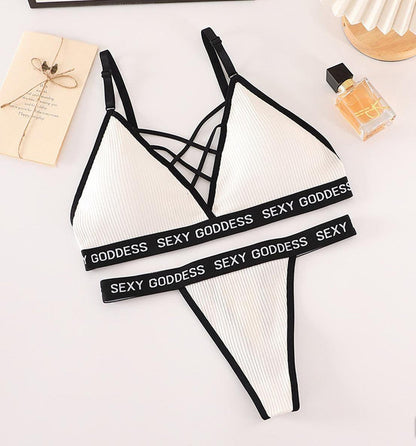 Secret Blush Cotton Bralette With T Panty