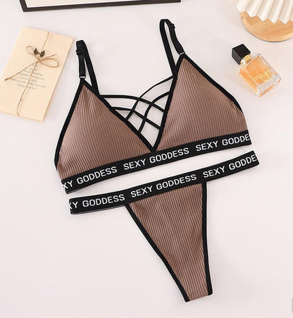 Secret Blush Cotton Bralette With T Panty