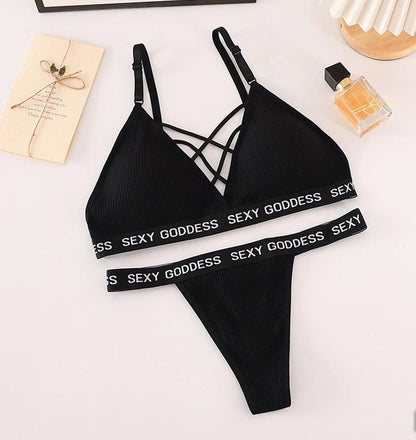 Secret Blush Cotton Bralette With T Panty