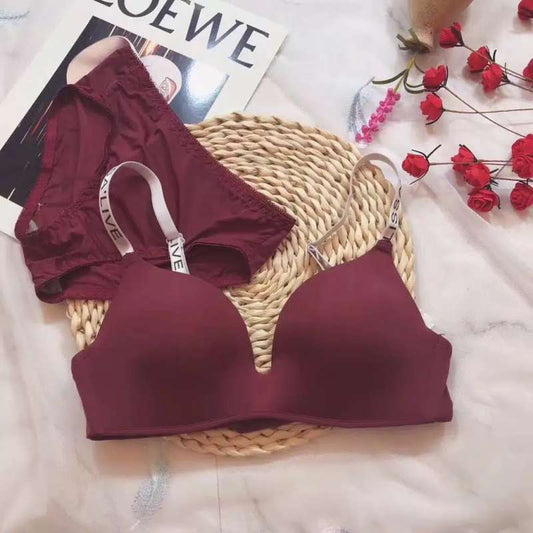 Secret Blush Seamless Strap Wireless Push Up Bralette with Panty