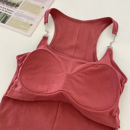 Secret Blush Padded Tank Top With Metal Buckles For Women