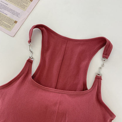 Secret Blush Padded Tank Top With Metal Buckles For Women