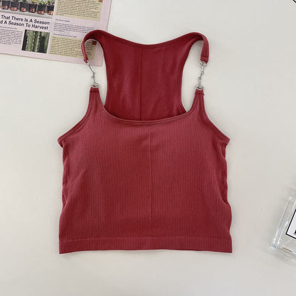 Secret Blush Padded Tank Top With Metal Buckles For Women