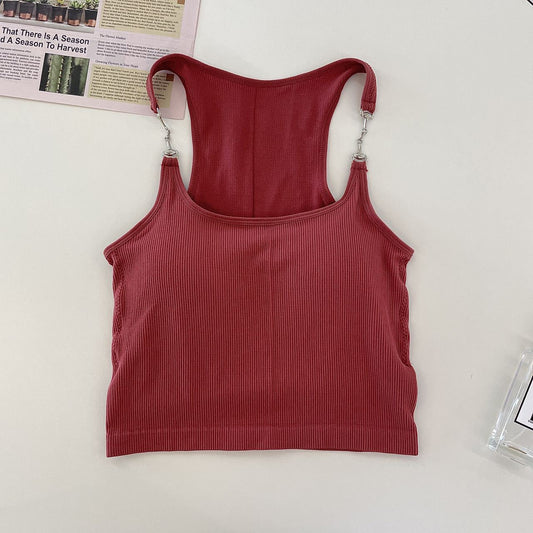 Secret Blush Padded Tank Top With Metal Buckles For Women