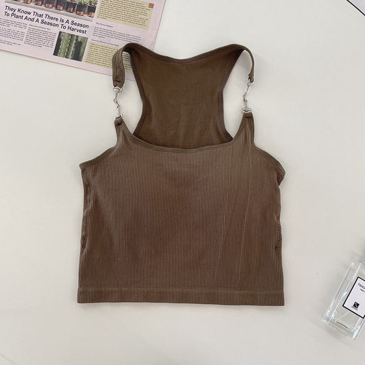 Secret Blush Padded Tank Top With Metal Buckles For Women