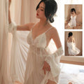 Elegant 3-Transparent Lace Lingerie Set with Robe