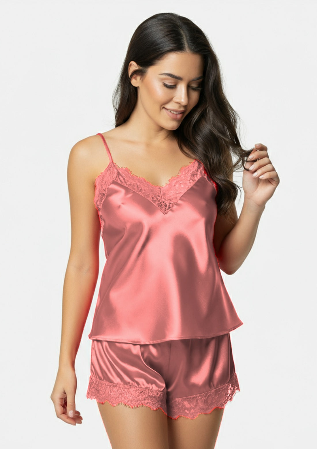 Secret Blush Two Pieces Silk Short Nighty