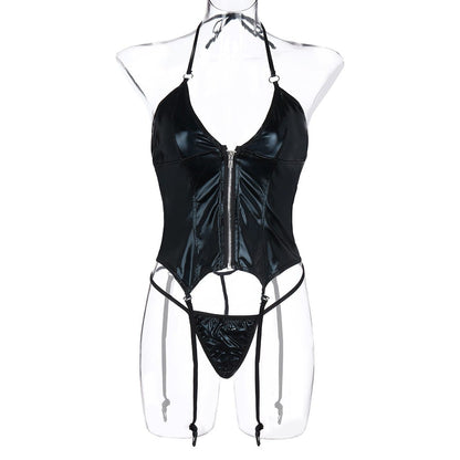 Bold Desire Faux Leather Corset Set