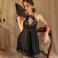 Elegant Midnight Lace Halter Babydoll lingerie