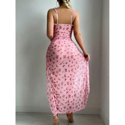 Blush Bloom Slit Dress 2-piece Long