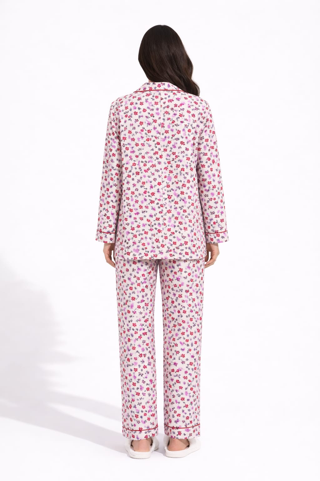 Rosy Bloom Elegance Printed Linen Pajama Suit