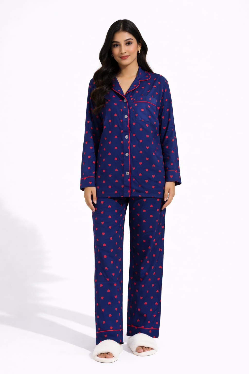 Midnight Love Printed Linen Pajama Suit