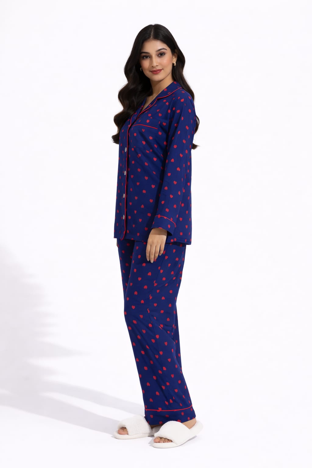 Midnight Love Printed Linen Pajama Suit