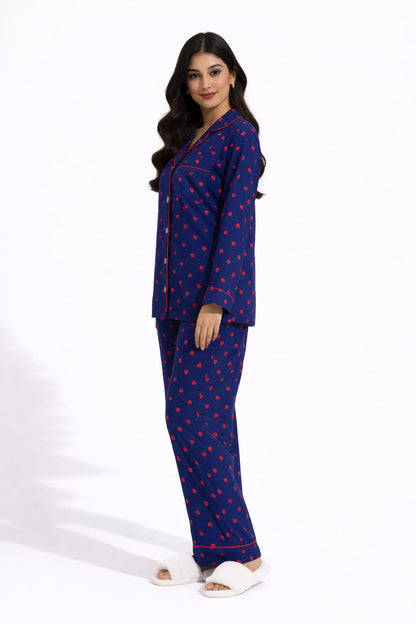 Midnight Love Printed Linen Pajama Suit