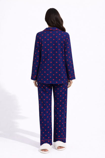 Midnight Love Printed Linen Pajama Suit