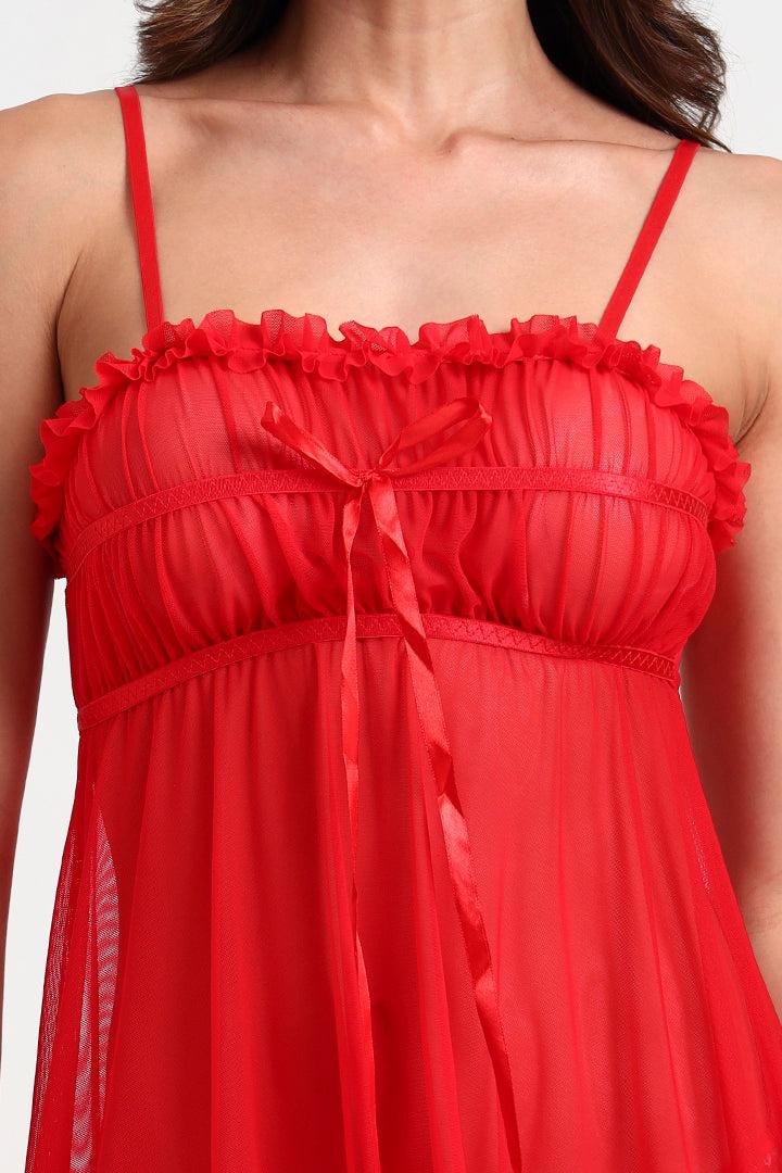 Sheer Mesh Babydoll Nightdress – Velvet Whisper