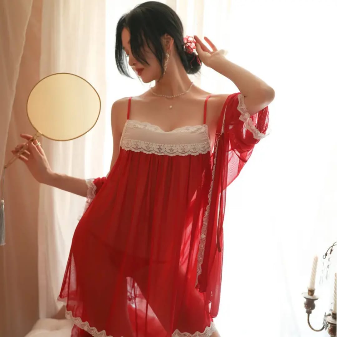 Lace Whisper 3-Piece Nightwear Set