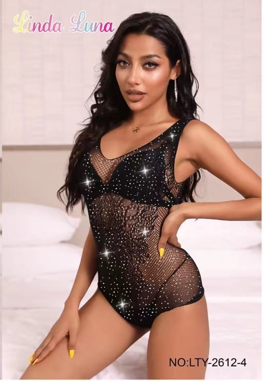 Half net Bodystocking -Crystal Glow