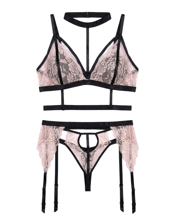 Floral Lace Strappy Garter Set
