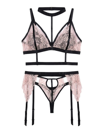 Floral Lace Strappy Garter Set