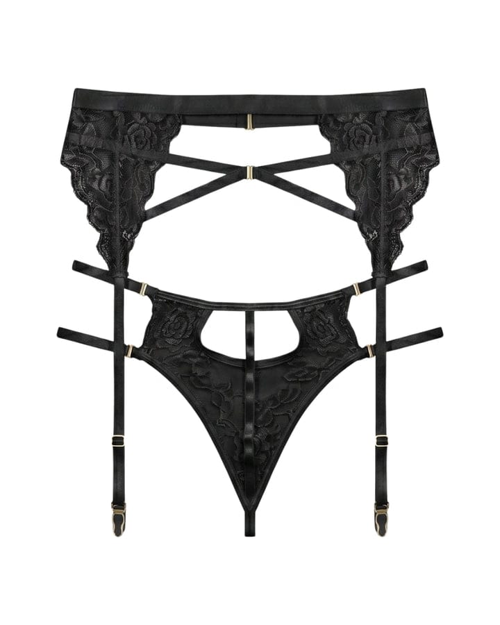 Floral Lace Strappy Garter Set