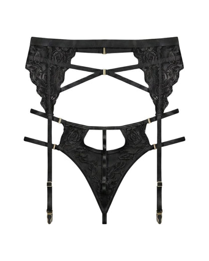 Floral Lace Strappy Garter Set