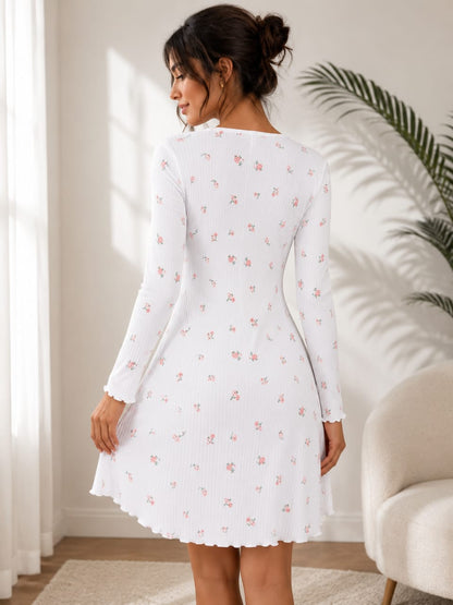 Blossom Ribbed Long Sleeve Nightdress