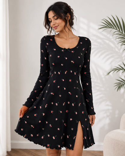 Blossom Ribbed Long Sleeve Nightdress