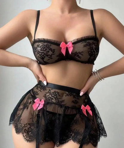 Bow Belle-Lace Garter Set