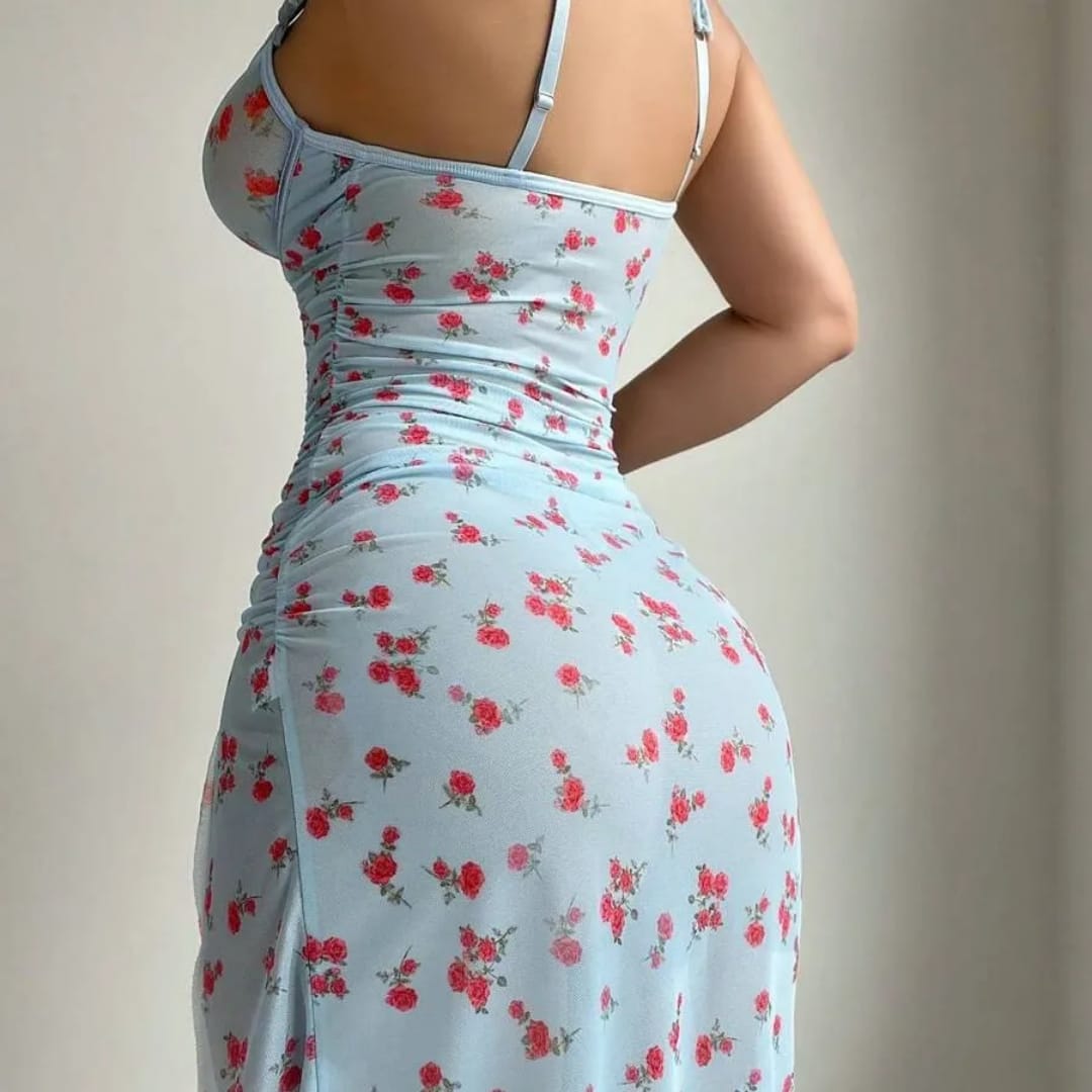Rose Allure Floral Slit Gown