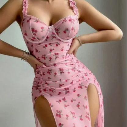 Rose Allure Floral Slit Gown