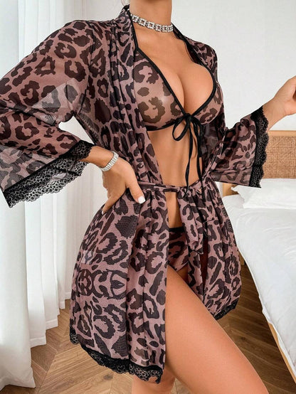Leopard After Dark 3-Piece Robe Set
