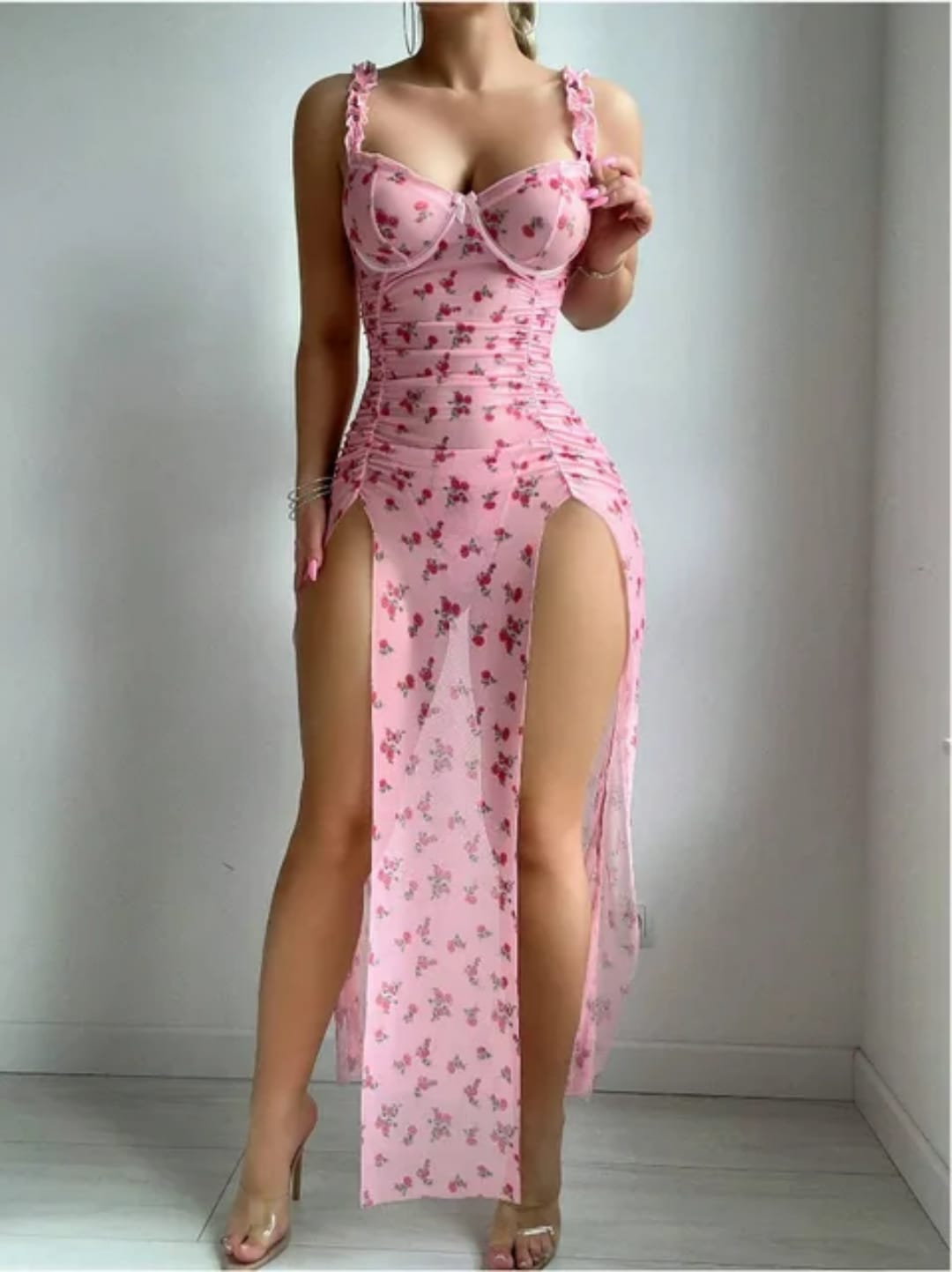 Rose Allure Floral Slit Gown