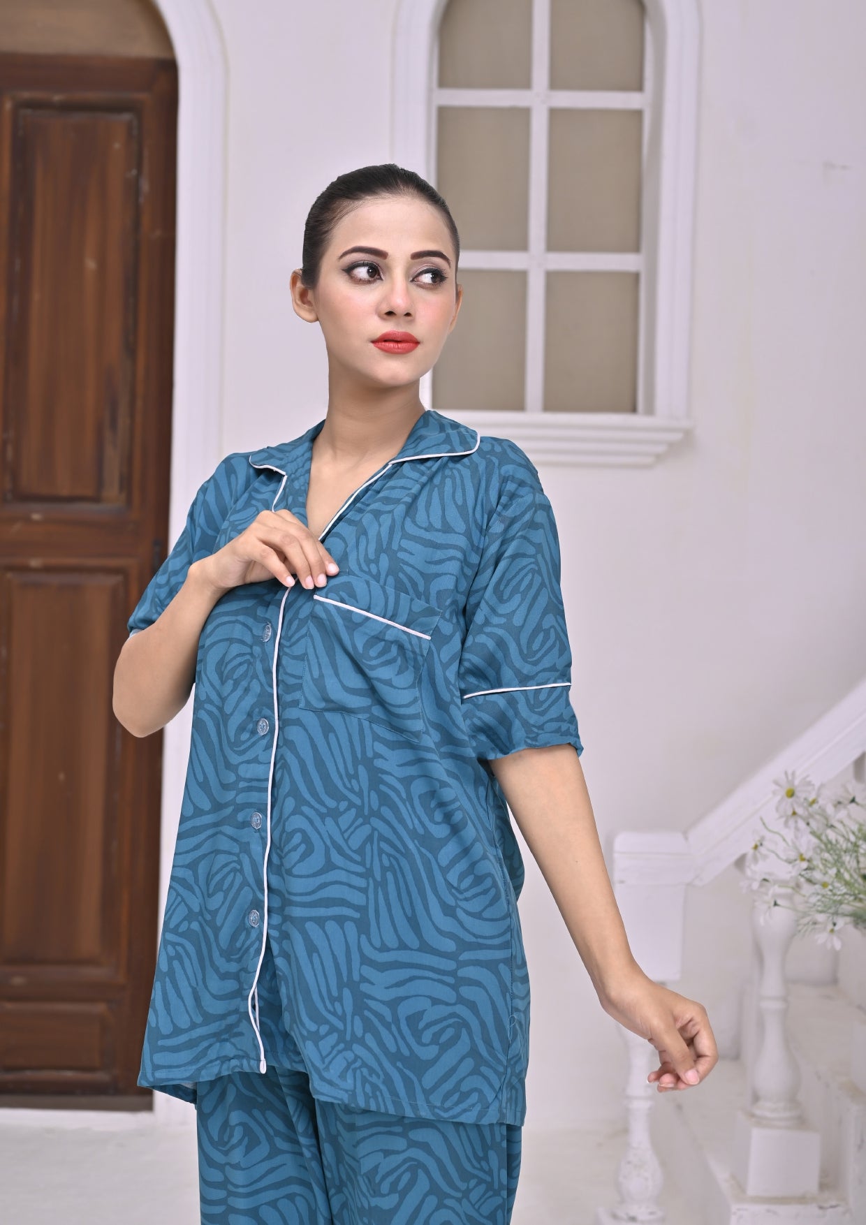 Secret Blush Linen Pajama Suit Emerald