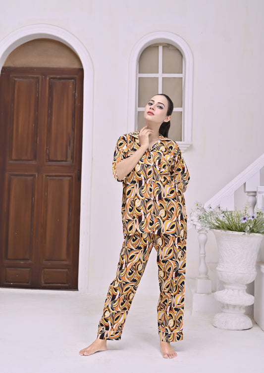 Secret Blush Linen Pajama Suit Flame