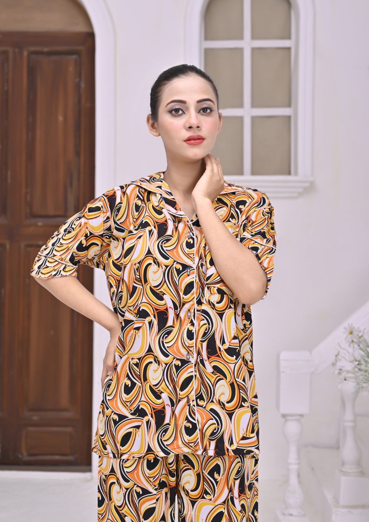 Secret Blush Linen Pajama Suit Flame