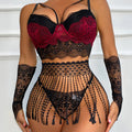 Luxe Lace Tassel 3-Piece Lingerie Set