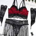Luxe Lace Tassel 3-Piece Lingerie Set