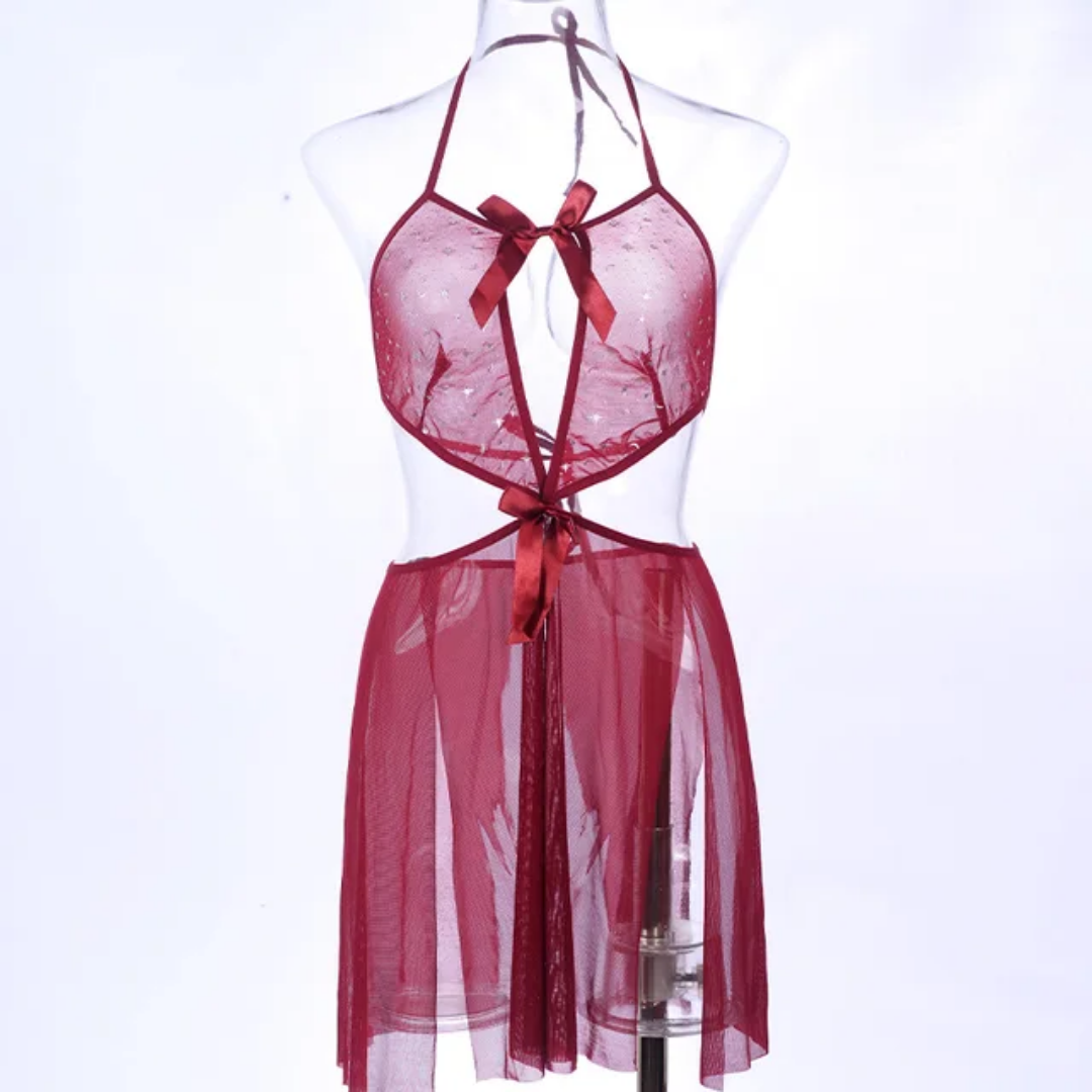 Celestial Allure Starry Night Cut-Out Chemise & Panty Set
