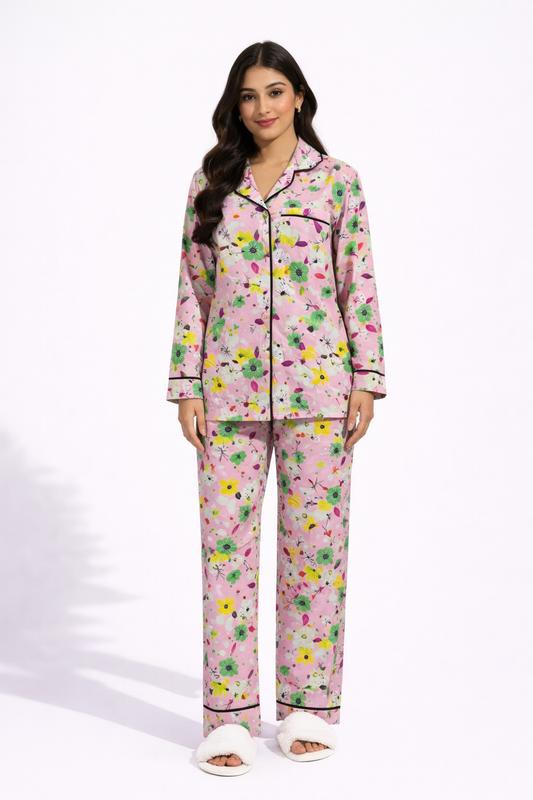 Floral Whispers Linen pajama suit