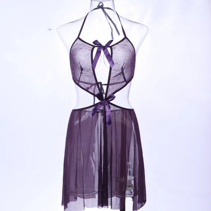 Celestial Allure Starry Night Cut-Out Chemise & Panty Set